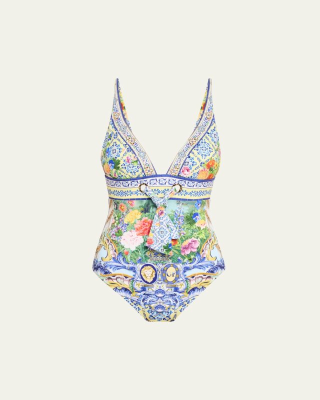 Wall To Wall Tie Tri One-Piece Swimsuit